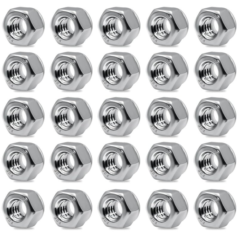 FOJOO 25 Pack 1/4"-20 Lock Nuts,304 (A2-70) Stainless Steel Nylon Insert Locknuts Standard Inch Thread Nylock Nuts for Hardware, Machinery, Automotive, Furniture Repair - Image 1